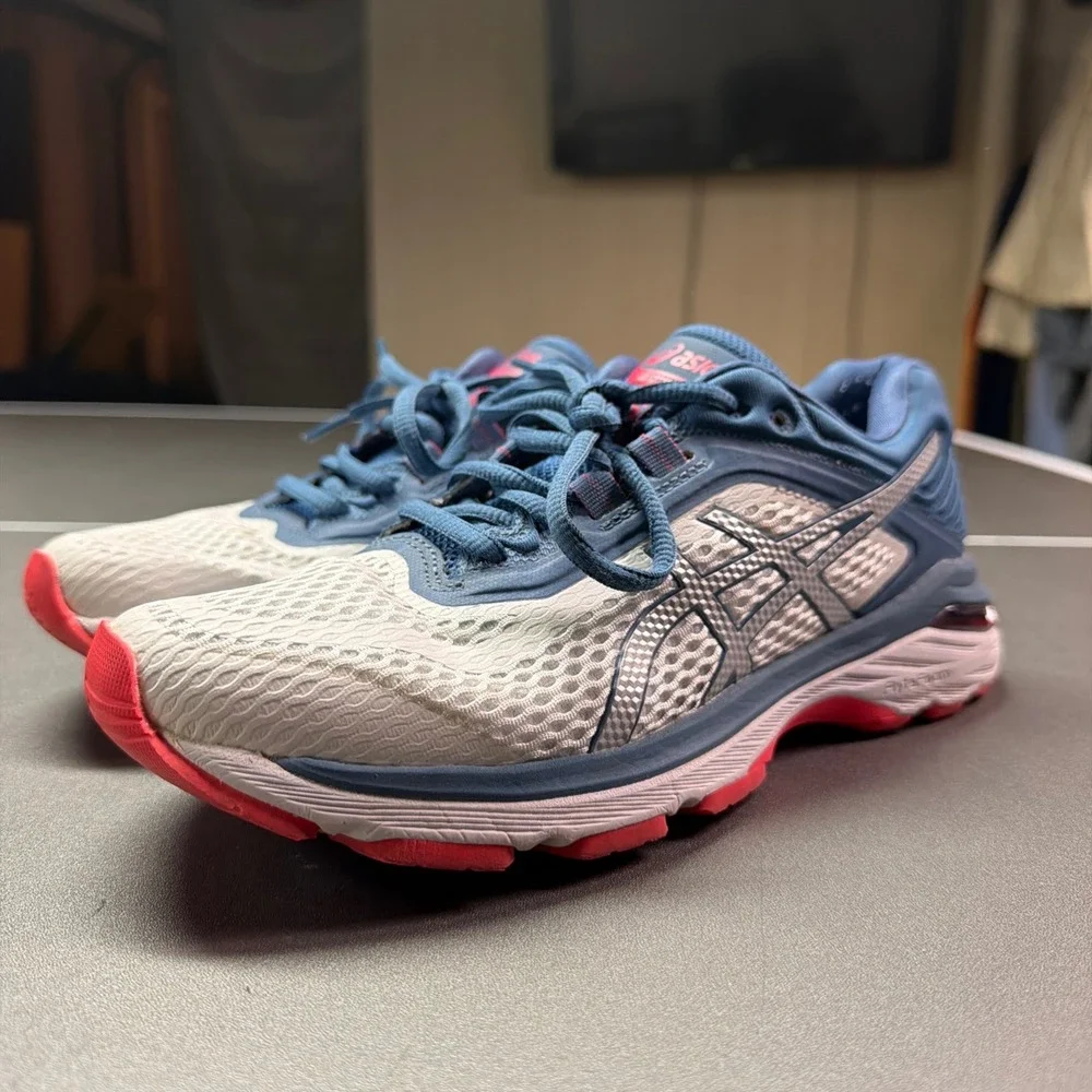 gt 2000 asics red white and blue running shoes Asics Shoes Asics Gt200 Womens 75 Running Shoes Blue White Red  Flytefoam T856n Poshmark